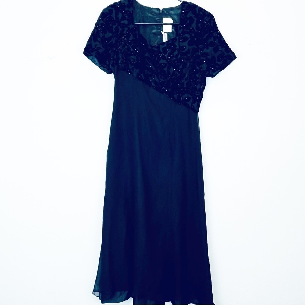 VTG Stone Ferris Sterling size 10 black semi velvet full length dress